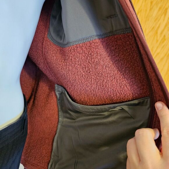 LL Bean Mens Jacket Large Regular Rust Knit Slightly Fitted Casual Fleece - Picture 8 of 14